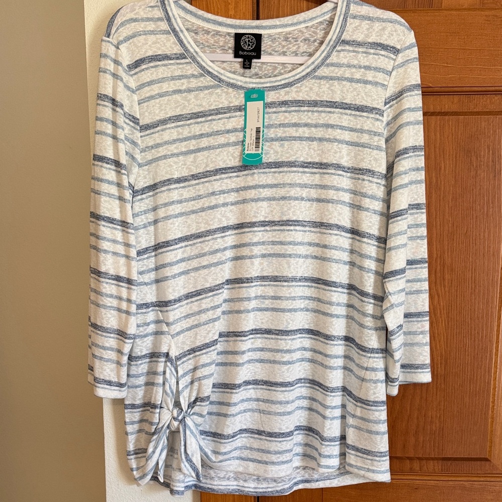 Stitch Fix Bobeau Blue  and White Striped Long Sleeve Tee